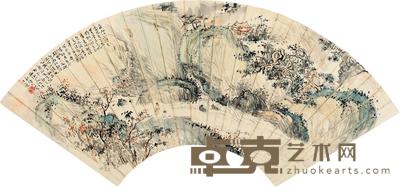 褚健秋 仿六如居士意 扇片 18×50cm