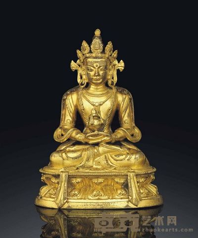 18TH CENTURY A GILT-BRONZE FIGURE OF AMITAYUS 高15.8cm