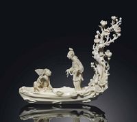 18TH CENTURY AN IVORY MODEL OF A RAFT