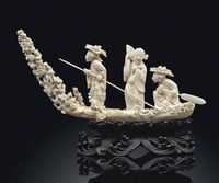 19TH CENTURY A SECTIONAL IVORY RAFT CARVING