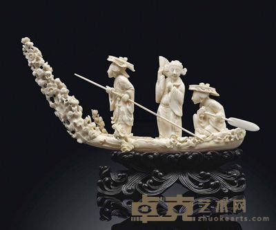 19TH CENTURY A SECTIONAL IVORY RAFT CARVING 长29.2cm