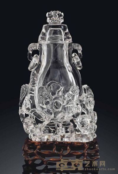 19TH CENTURY A ROCK CRYSTAL VASE AND COVER 高22.5cm