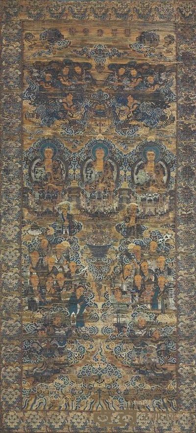 QIANLONG PERIOD （1736-1795） A LARGE AND RARE‘BUDDHIST’KESI PANEL 151cm；69.3cm