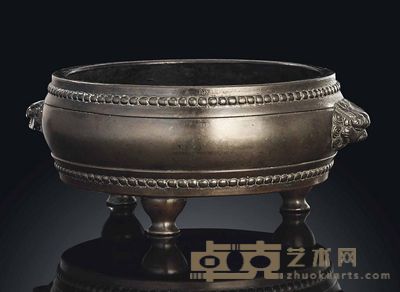 17TH CENTURY A BRONZE CIRCULAR TRIPOD CENSER 宽16cm