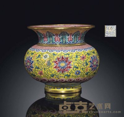 A RARE SMALL PAINTED ENAMEL VASE，ZHADOU 高8.4cm