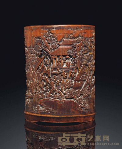 18TH CENTURY A CARVED BAMBOO BRUSH POT 高16.5cm