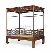 18TH CENTURY A TIGER-MAPLE FOUR-POSTER CANOPY BED，JIAZICHUANG