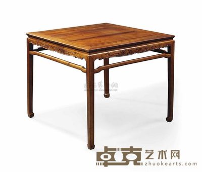 LATE MING DYNASTY，17TH CENTURY A CARVED SQUARE HUALI TABLE 97.7cm；高84cm