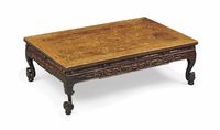 19TH CENTURY AN INLAID CEDAR WOOD RECTANGULAR KANG TABLE