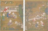 MING DYNASTY，16/17TH CENTURY  A PAIR OF‘BOYS’SCROLL PAINTINGS ON PAPER