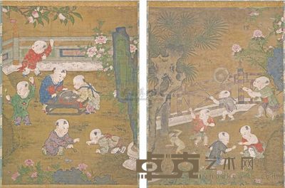 MING DYNASTY，16/17TH CENTURY  A PAIR OF‘BOYS’SCROLL PAINTINGS ON PAPER 111.8×85cm