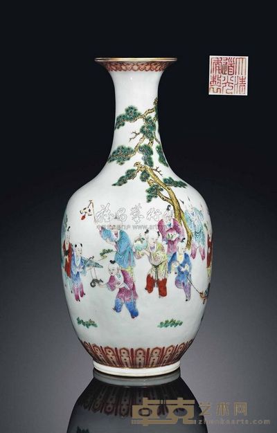 A FAMILLE ROSE‘BOYS’VASE 高44.4cm