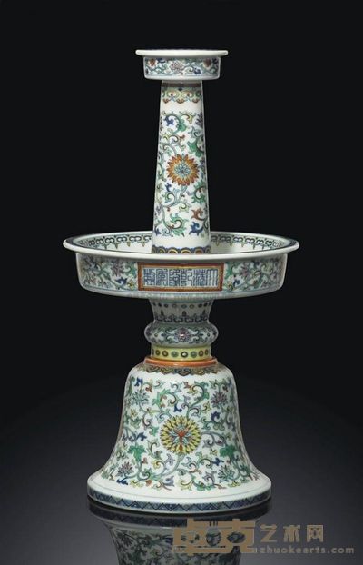 A RARE DOUCAI CANDLESTICK 高35cm