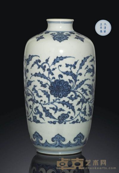 A RARE BLUE AND WHITE CYLINDRICAL VASE 高25.1cm