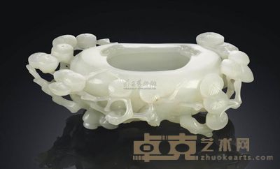 QIANLONG PERIOD （1736-1795） A WHITE JADE BRUSH WASHER，XI 宽14.5cm