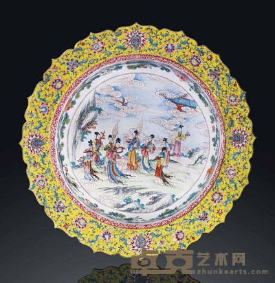 18TH/19TH CENTURY A LARGE PAINTED ENAMEL BASIN 宽44.4cm