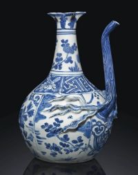 WANLI PERIOD （1573-1619） A BLUE AND WHITE KRAAK EWER
