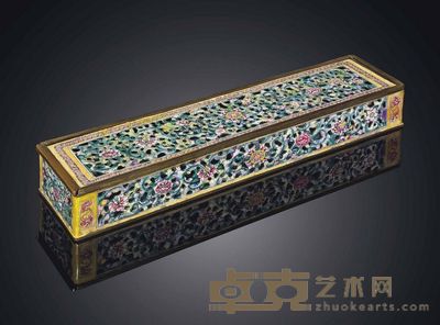 18TH/19TH CENTURY A PAINTED ENAMEL RECTANGULAR INCENSE BOX AND COVER 长32.2cm