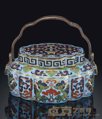 18TH CENTURY A RARE CLOISONNé ENAMEL LOBED HAND-WARMER AND COVER 宽18cm