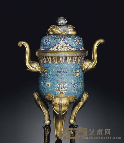 19TH CENTURY A LARGE CLOISONNé ENAMEL TRIPOD CENSER AND COVER 高60cm