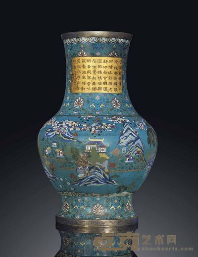 QIANLONG PERIOD （1736-1795） A RARE MASSIVE IMPERIALLY-INSCRIBED CLOISONNé ENAMEL VASE，HU 高70cm