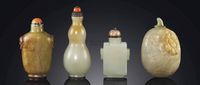 18TH/19TH CENTURY FOUR JADE SNUFF BOTTLES