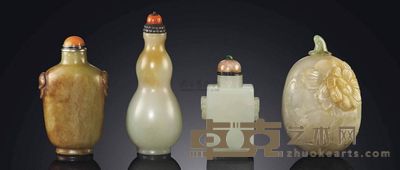 18TH/19TH CENTURY FOUR JADE SNUFF BOTTLES 高8.2cm