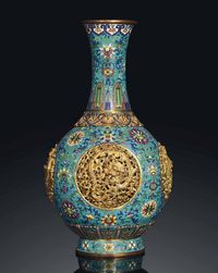 19TH CENTURY A CLOISONNé ENAMEL REVOLVING VASE