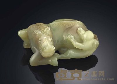 18TH CENTURY A SMALL YELLOW JADE CARVING OF A HORSE 长7.6cm