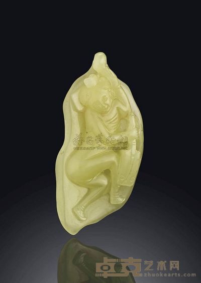 QIANLONG PERIOD （1736-1795） A YELLOW JADE PENDANT 长7.8cm