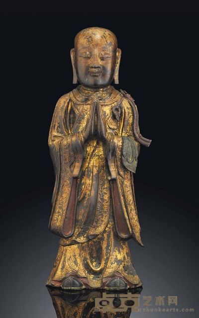 17TH/18TH CENTURY A GILT BRONZE FIGURE OF A LUOHAN 高55cm