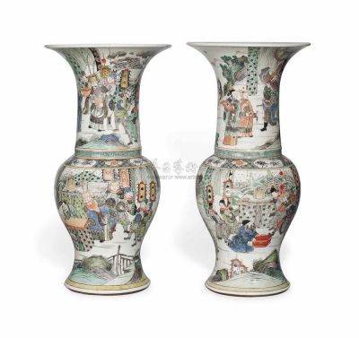 18TH/19TH CENTURY TWO FAMILLE VERTE PHOENIX-TAIL VASES