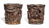EARLY 19TH CENTURY A BAMBOO CARVED BRUSH POT，BITONG