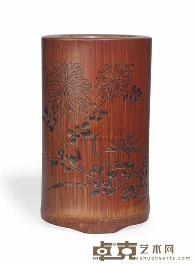 LATE 18TH CENTURY A CARVED BAMBOO BRUSHPOT，BITONG 直径10.8cm