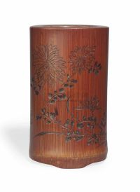 LATE 18TH CENTURY A CARVED BAMBOO BRUSHPOT，BITONG