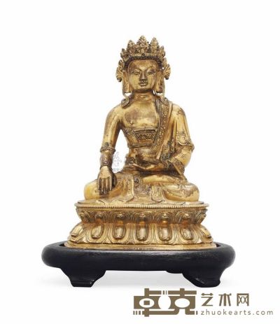 18TH/19TH CENTURY A SINO-TIBETAN GILT-BRONZE MODEL OF A BUDDHA 直径12cm
