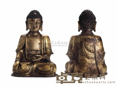 MING DYNASTY (1368-1644) A LARGE GILT BRONZE FIGURE OF BUDDHA 直径51.6cm