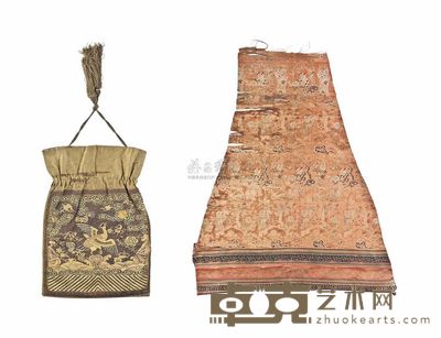 LATE 19TH CENTURY A ONE HUNDRED BOYS SILK PANEL AND A BAG MADE FROM A RANK BADGE 80×66cm