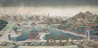 19TH CENTURY A LARGE PAINTING OF THE SUMMER PALACE 