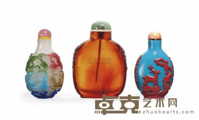 18TH/19TH CENTURY THREE SNUFF BOTTLES 直径7.3cm