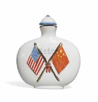 DATED 1972 A MOULDED CERAMIC BOTTLE OF PRESIDENT RICHARD M. NIXON AND CHAIRMAN MAO ZEDONG