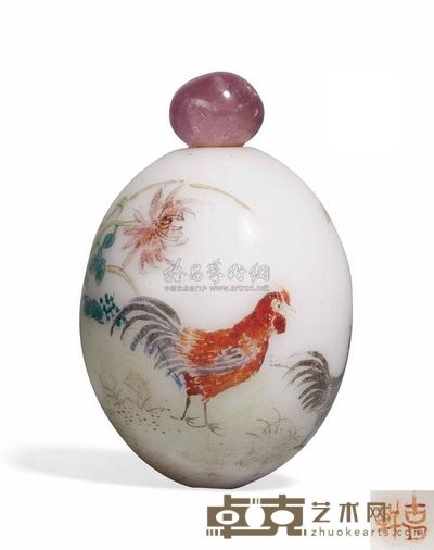 PROBABLY 19TH CENTURY A ENAMELLED GLASS‘EGG-FORM’SNUFF BOTTLE 直径3.5cm