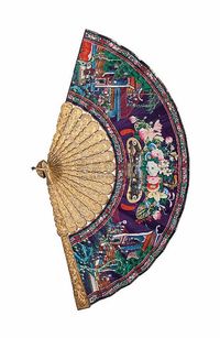 CIRCA 1860 A CANTONESE GILT FILIGREE FAN