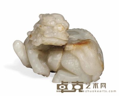 17TH/18TH CENTURY A PALE CELADON JADE CARVING OF A QILIN 长7.5cm