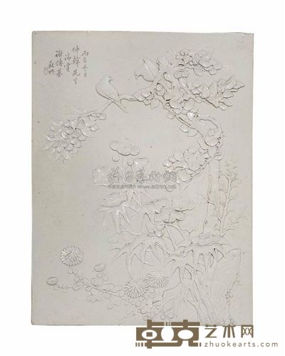 19TH CENTURY A CARVED WHITE BISCUIT PLAQUE 26.1×35cm