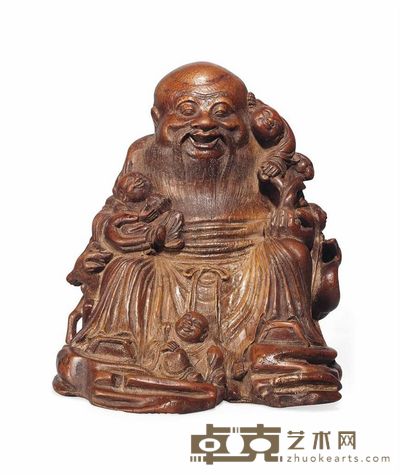 18TH CENTURY A BAMBOO CARVING OF SHOULAO 直径17.8cm