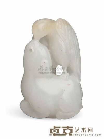 A WHITE JADE EAGLE AND BEAR GROUP 直径4.7cm