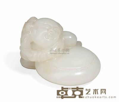 20TH CENTURY A WHITE JADE CARVING OF A BOY 4.5cm