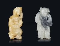 MING DYNASTY (1368-1644) TWO JADE CARVINGS OF BOYS