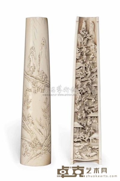 19TH CENTURY A CARVED IVORY WRIST REST 长30.8cm